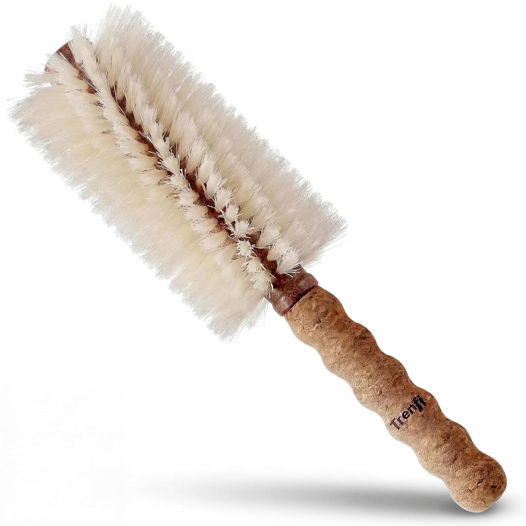 Boar Bristle Round Brush 2.75 Inch | Nylon Spine Wrapped in Boar, Cork Handle, Blowout Brush for Fine Hair
