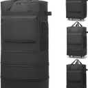 Foldable Duffel Bag, Large Expandable Rolling Travel Duffle Bag with Wheels Waterproof Collapsible Carry on Luggage for Women Men Duffel Bag with Wheels and Handle-Black