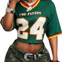 Milumia Women's Crop Jersey Shirts Y2k Number Graphic V Neck Half Sleeve Mesh T Shirt Streetwear Tee Tops, Small, (Green)