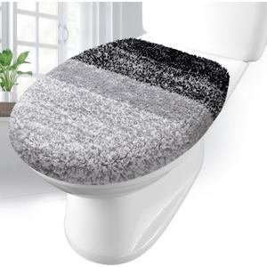 Arotive Soft Microfiber Bathroom Toilet Lid Cover, Machine Washable Seat Covers, 17.5 x 15, Stays in Place Rubber Backing, Fits Most Round, Elongated and Oblong Lids, Accessories Decor, Black
