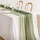 Ling's Moment Sage Green & Campsite Chiffon Like Table Runner 30" x 120" (Set of 2) for Sweetheart Table Wedding Party Bridal Shower Decoration