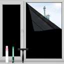 FuFin Total Blackout Window Privacy Film with Free Installation Tools,Explosion-Proof PET Material,Blocks 100% of UV and Light Rays.Heat Control Room Darkening Window Cover(Total Black 31.5"196.9"), 31.5Inch196.9Inch