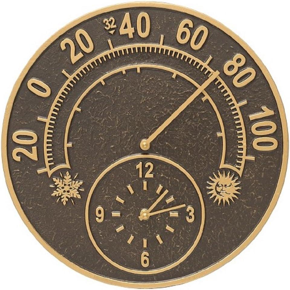 Whitehall Products 1288 Solstice Thermometer Clock, French Bronze