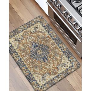 DEXI Kitchen Mats for Floor Cushioned, 23x35 Wide Runner Rug Non Slip, Waterproof Soft Comfort Standing Padded Anti Fatigue Decorative, Brown Beige