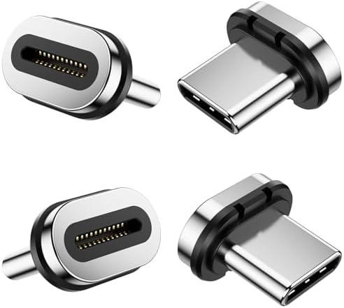 24 Pin Magnetic USB C Tips, 4 Pack Type C Connector USB C Tips Head Compatible USB C Magnetic Adapter and 24Pin Magnetic Cable