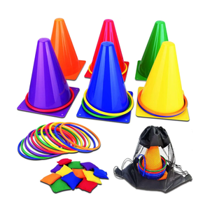 unanscre 31PCS 3 in 1 Carnival Outdoor Games Combo Set for Kids, Soft Plastic Cones Bean Bags Ring Toss Game, Gift for Birthday Party/Xmas