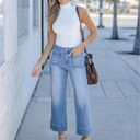 luvamia Wide Leg Jeans for Women Trendy High Waisted Flare Jeans Cropped Denim Pants Stretchy Baggy with Patch Pockets (XXL)