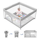 Foldable Baby Playpen 50"×50", Out-of-the-Box Ready Playpen for Babies and Toddlers, Portable Play Yard with Breathable Mesh & ASTM F406 Certified(Light Grey)
