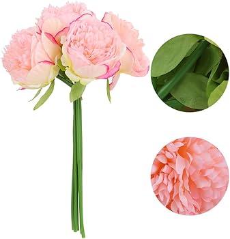 Artificial Peony Flowers, Deep Pink Silk Peony Bouquet for Wedding, Home Decor and Floral Arrangements, 2 Pack 