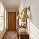 Antique Brass Finish Wall Sconce, 10.5" Metal Cone for Bedroom, 11 inch