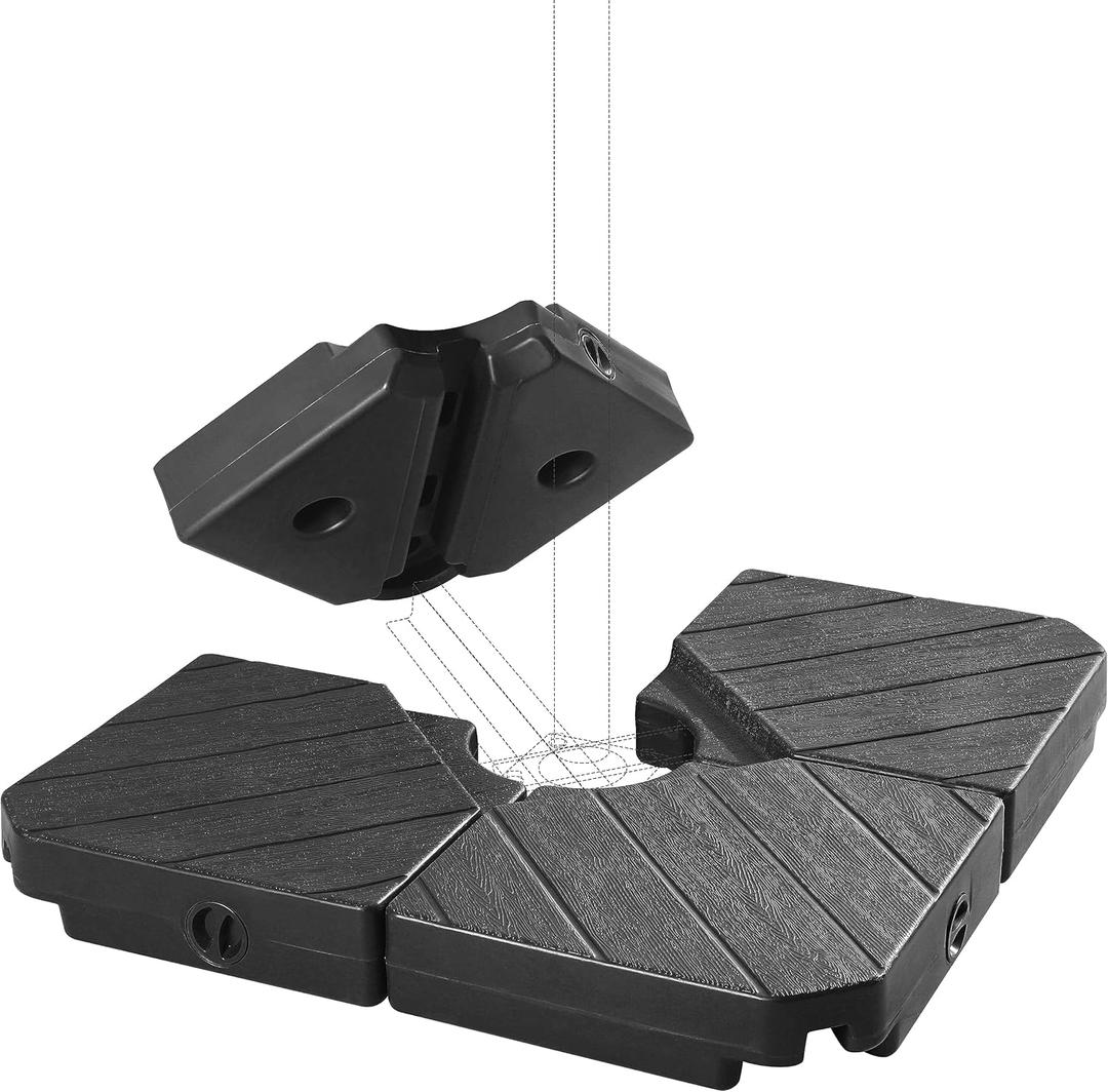 FRUITEAM Patio Offset Umbrella Base Stand, 180 LBS Sand Filled Outdoor Base Heavy-Duty for Cantilever Umbrellas, Large Easy-Fill Spouts for Water & Sand Filling (Black)