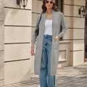 GRACE KARIN Essential Solid Open Front Maxi Long Knitted Cardigan Sweater for Women (Beige, XL)