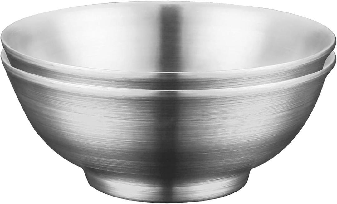 IMEEA Large Soup Bowls 54 Oz Salad Bowl Double Wall Insulated SUS304 Stainless Steel Serving Bowls for Ramen, Pasta, Snacks  Set of 2