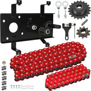 Mini Bike Jackshaft Assembly Cover Kit Compatible with Coleman CT200U CT200U-EX BT200X Axis M200 Baja Warrior MB200 196cc 212 200cc 6.5HP Engine Powersports Parts 420 Chain and Sprocket (Red)