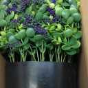 Artificial Eucalyptus & Lavender Topiary Ball Tree for Front Door - Set of 2 Topiary Trees with Pots, UV Resistant Faux Bushes Potted Plants for Porch Garden Farmhouse Outdoor Decoration