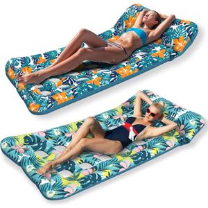 Oversized Pool Floats Lounge 2 Pack 73" X 33", Inflatable Tanning Pool Floaties for Adults, Cooling Pool Raft Lounger Pool Rafts & Inflatable Ride-Ons for Pool Party, Sea, Beach, Lake River