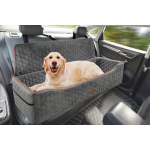 Dog Car Seat for Large Dog Under 100LBS,Pet Booster Back Seat Removable Washable Pet Travel Safety with Safety Tethers & Storage Pocket (Gray)