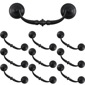 T Tulead Zinc Alloy Drop Bail Handles Vintage Drop Drawer Pull Decorative Furniture Door Handle Pulls 4-Inch Hole Center, 10PCS with Screws
