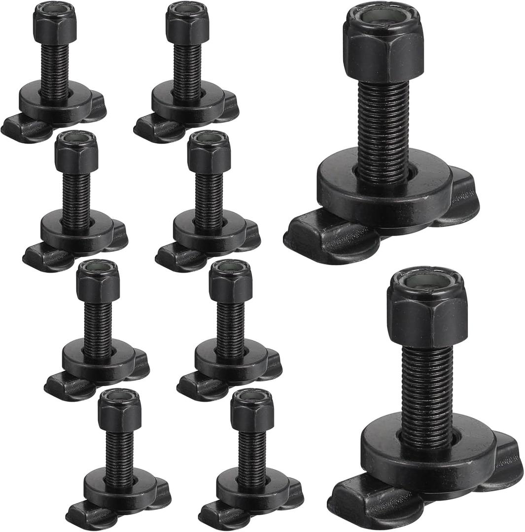 Therwen 10 Pcs L Track Double Lug Threaded Stud Nut Fitting Tie Down Bearing 5500 LBS Using with L Track Rail to Create Heavy Duty Bolt Down Anchor Points for Trailer Truck Bed Cargo Control