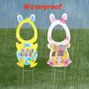 Easter Face Yard Signs with H-Stakes, Large Easter Bunny & Chick Outdoor Lawn Decorations for Yard Photography Egg Hunt Sign Waterproof Photo Props