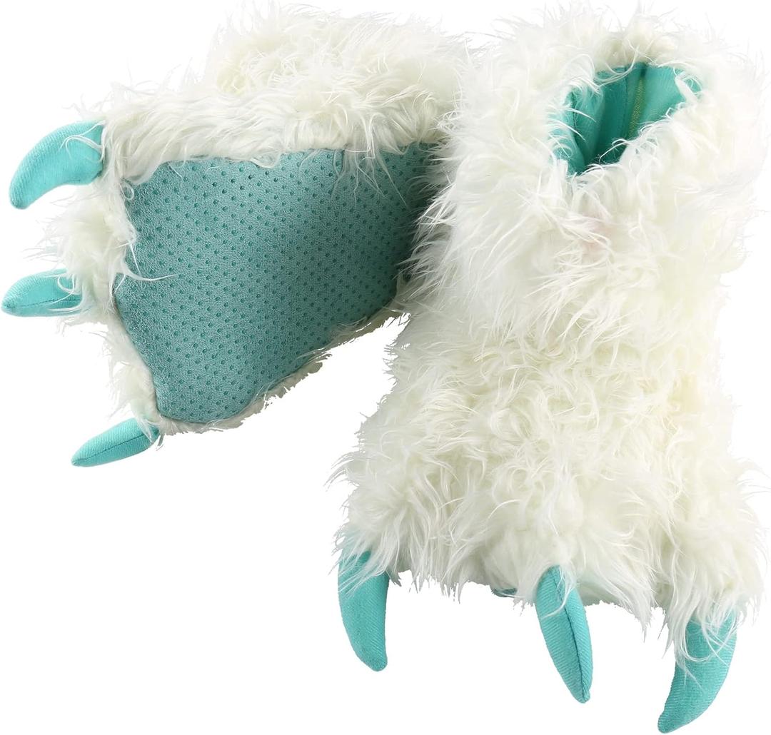 Lazy One Animal Paw Slippers for Kids and Adults, Fun Costume for Kids, Cozy Furry Slippers (Large, White)