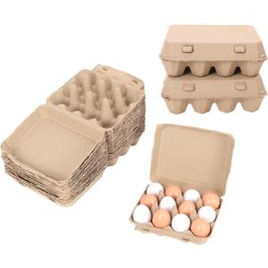 25 Pack Egg Cartons Bulk, 3x4 Style Reusable Empty Natural Paper Pulp Egg Cartons, Sturdy Design Egg Holder Containers for Fresh Chicken Eggs