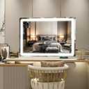 ROLOVE Vanity Mirror with Lights, 32" x 22" Large Lighted Vanity Mirror with Dimmable 3 Modes, LED Makeup Mirror, Touch Screen Control, USB Charging Port, Tabletop or Wall-Mounted