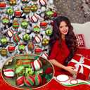 24 Pcs Glitter Christmas Tree Ball Ornaments Red and Green Christmas Tree Decoration 2.36 Inches Elf Lime Green Christmas Hanging Ornaments Plastic Stripe Dot Christmas Decorations for Home Indoor (Multi Color)