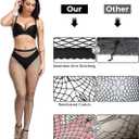 Women High Waisted Fishnet Tights Footed Stockings Plus Size Stretchy Pantyhose (Pink, L)