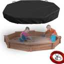 Waterproof Octagon Sandboxes Cover, Upgraded with Wire Rope & Winch Fixed Increase Stability, for 84" X 78" x 9" Kids Outdoor Wooden Sandboxe, Black