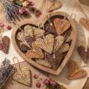 24 Pcs Neutral Valentines Day Heart Ornaments Rattan Wicker Heart Ornaments 3.15 Inch Rustic Farmhouse Valentines Day Vase Bowl Fillers Boho Decorations for Tree Home Wedding Table Craft (Tan, Beige, Brown)