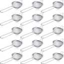 Yungyan 15 Packs Fine Mesh Small Strainer 3.3" Cocktail Strainer Stainless Steel Tea Strainers Mini Sieve Sifter for Juice, Tea Herbs, Coffee Drinks, Long Handle(Silver)
