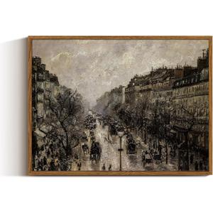 VIYYIEA Framed Canvas Wall Art Home Decor for Living Room Classical Cityscape Artwork Wall Decorations Vintage Oil Painting Prints Parisian Street Wall Decor Bathroom Wall Pictures Farmhouse  20x30in (30L" x 20W")