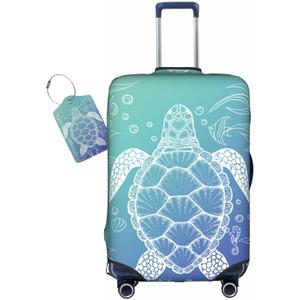 Ocean Sea Turtle Luggage Cover Washable Suitcase Protector, Turtle Theme Party Luggage Tag Travel Birthday Gifts For Men Women (S 18-21 Inch Luggage)
