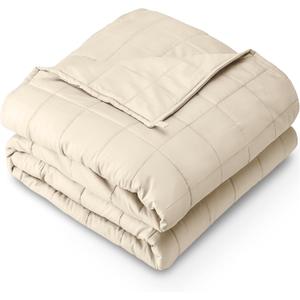 Bare Home Weighted Blanket Queen Size 17lb (60" x 80") for Adults - All-Natural 100% Cotton - Premium Heavy Blanket Nontoxic Glass Beads (Sand, 60"x80")