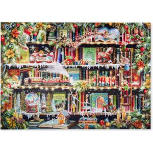 MOSAIC PUZZLES Enchanted Christmas Book Nook - Christmas Puzzles for Adults - Premium Jigsaw Puzzles, 1000 Pieces
