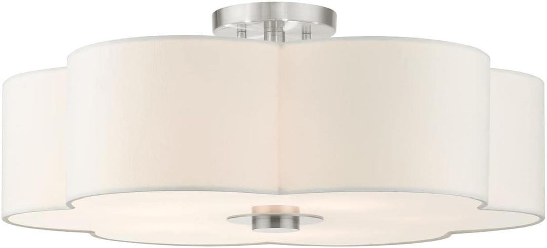 Livex Lighting 5 Light Brushed Nickel Semi Flush, 22 x 22 x 9