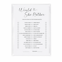 LUXAVELLA Would She Rather Bridal Shower Game Cards, 35 Pack, 4.7 x 6.7 inches, Premium Card Stock, Minimalist Design