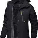 TACVASEN Women's Winter Jacket Waterproof Ski Jackets Snow Coat Warm Fleece Rain Jacket with Hood Windbreaker (Large, Black)