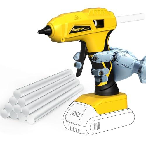 Hot Glue Gun Cordless – Craft Glue Guns, Compatible with DeWalt 20V Lithium-ion Battery（NO Battery, Tool Only) Full Size Hot Glue Gun Quick Heating with 10Pcs 0.43" Glue Sticks for Arts & Crafts & DIY
