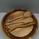 Premium Acacia Wood Salad Bowl Set  12.5 Large Wooden Serving Bowl with Servers & Base Plate, 5-Piece Set