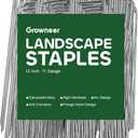 GROWNEER 100 Pack Landscape Staples 12 Inch 11 Gauge Heavy Duty Hot-Dip Galvanized Steel Garden Stakes U-Shaped Weed Barrier Spikes Metal Ground Pins for Lawn and Yard Landscaping