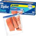 Ziploc Gallon Food Storage Freezer Slider Bags, Durable, 28 Count