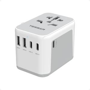 TESSAN Universal Travel Adapter 28W, International Power Adapter with 3 USB C 2 USB A Charging Ports, Worldwide Plug Adaptor for US to European UK Italy Ireland New Zealand (Type C G A I)