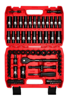 LLNDEI 3/8”Drive Impact Socket Set,Standard SAE(5/16 to 3/4-Inch) Metric Size(8-22mm), 95 Piece, CR-V Steel Deep&Shallow Kit, Adapters, Ratchet Handle, Screwdriver Bit Set, Spark Plug Socket, 6 Point