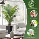6FT Artificial Palm Tree, Tall Faux Palm Tree Indoor with Black Fake Plants Tall, Artificial Plants with Lifelike Leaves for Home Office Decor (Black)