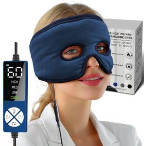 Sinus Relief Mask Moist Heat with Dual-Mode Heating, Electric Sinus Heating pad for face, Heated face mask for Sinus Pressure Relief, TMJ, Migraine, Tension Headache Relief (Blue)