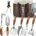 Aimerla Gardening Tools Set of 9 Heavy Duty Garden Tools with Non-Slip Rubber Grip with Large Garden Bag for Tools Durable Hand Tools for Gardening, Weeding,Gardening Gifts for Women,Men
