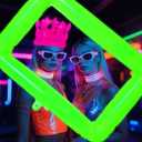 Mega-L Glow in The Dark Party Supplies, 2 Pcs Inflatable Neon Balloons Suit  Fluorescent Green Photo Frame Balloon and Fluorescent Fuchsia Crown Balloon, Perfect for Neon Party, Birthday, Wedding