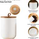 White Canister Sets for Kitchen, 3pcs Ceramic Canisters with Airtight Wooden Lid, Food Storage Jar, Large Kitchen Storage Containers for Serving Coffee Beans, Tea, Sugar, Salt, Spices